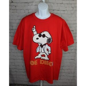 Snoopy Disco T-shirt Size XL Red Y2K Cartoon Joe Disco Dog Peanuts Classic
